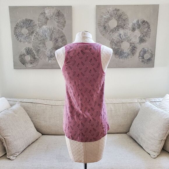 JOIE | 'Rain' 100% Silk Feather Print Sleeveless Top - size XS in Mauve - Picture 5 of 13